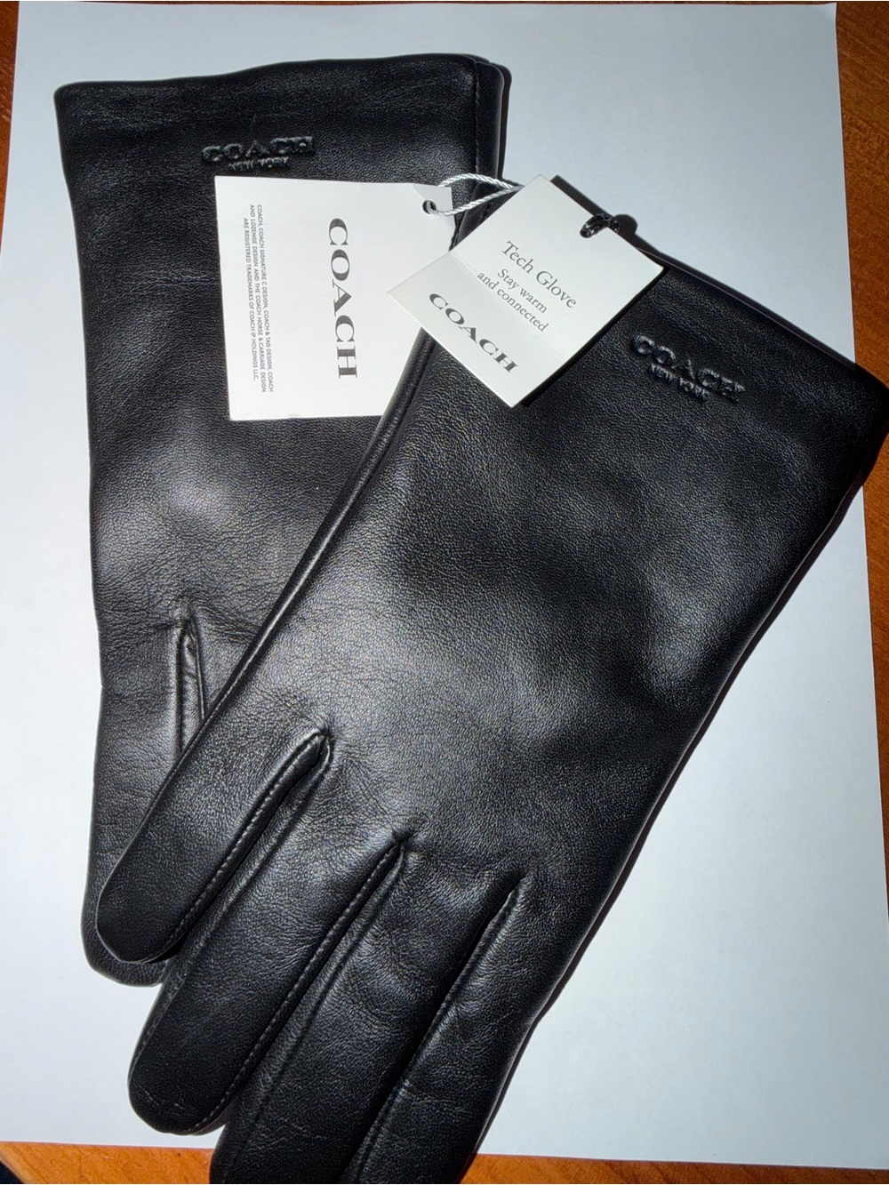 Coach Black Leather Tech Gloves